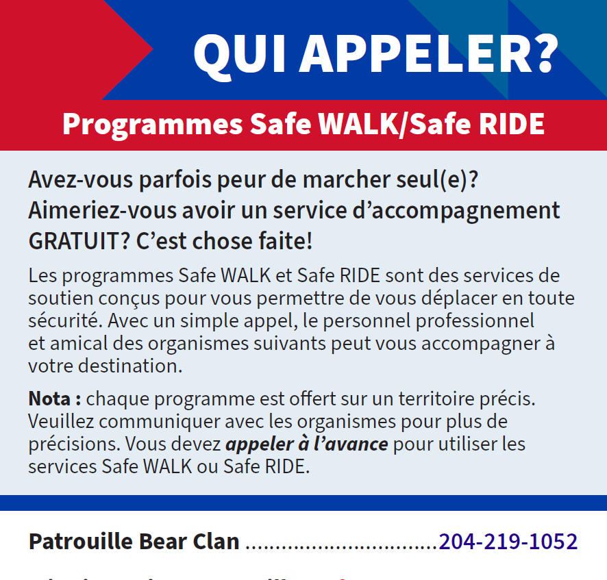 Programmes Safe WALK/Safe RIDE