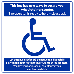 Bus securements for wheelchairs and scooter sign