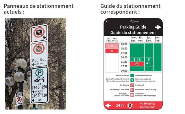 Left image: Old parking signage Right image: New parking sign