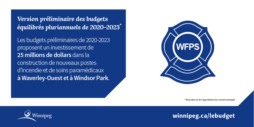 Infographie - Les budgets préliminaires de 2020-2023 proposent un investissement de 25 millions de dollars dans la construction de nouveaux postes d’incendie et de soins paramédicaux à Waverley-Ouest et à Windsor Park.