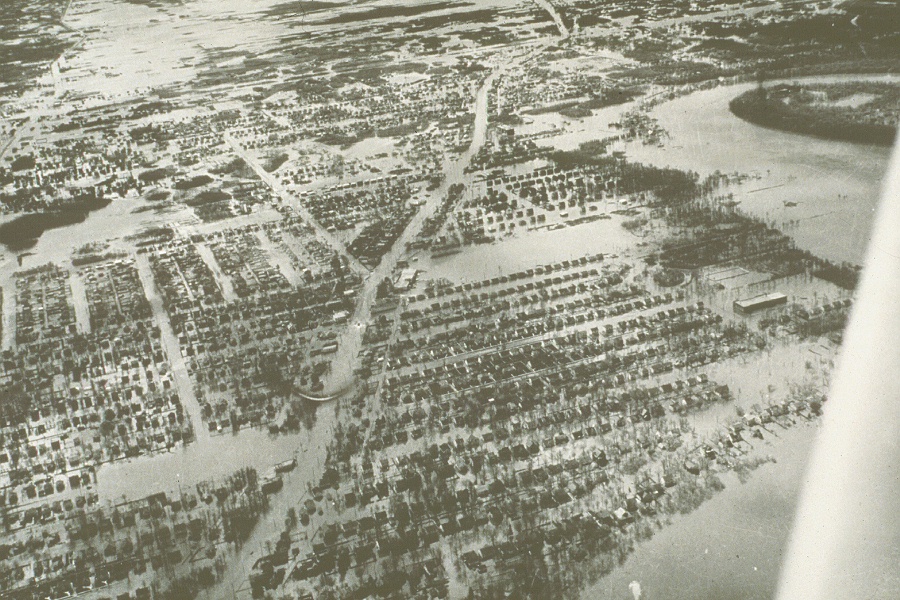 An aerial view of St. Vital