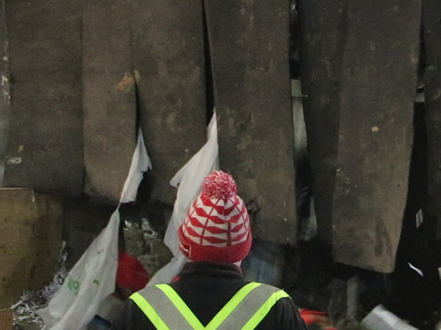 Plastic bags can get caught in the recycling facility’s equipment.