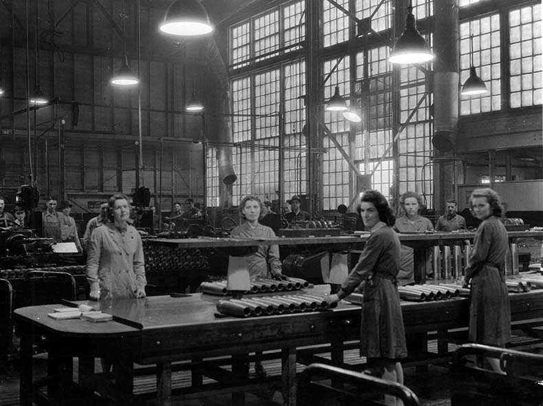 Women working at the Dominion Bridge Company, ca. 1940.