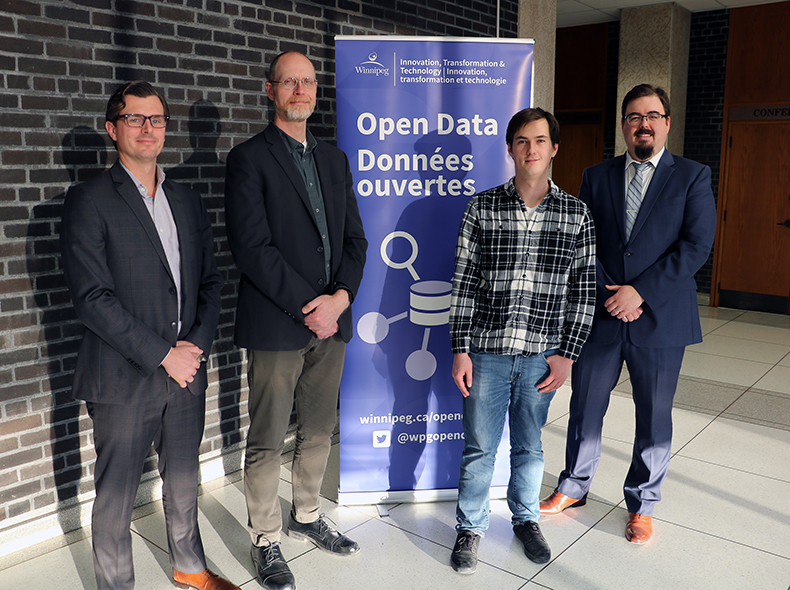 (L-R) Marceli Walczak, Doug Hamm, Tayler Frederick, and Andrew Burton are all involved with the City’s Open Data Program.