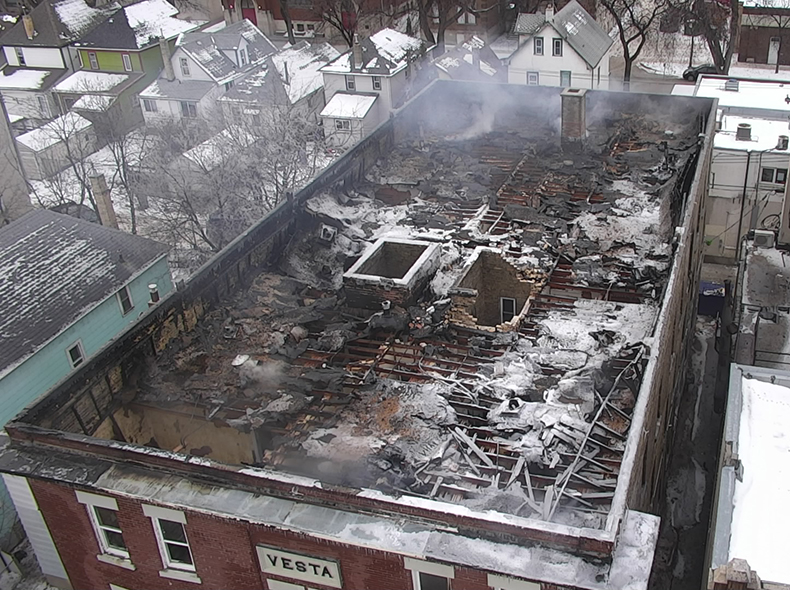 The Remotely-Piloted Aerial System was used to help fight an apartment block fire on Agnes Street earlier this year