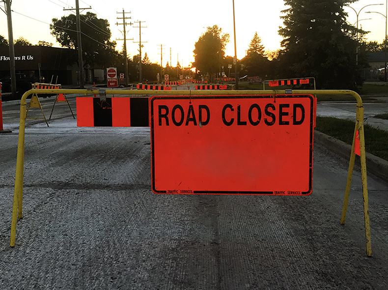 Road closed sign