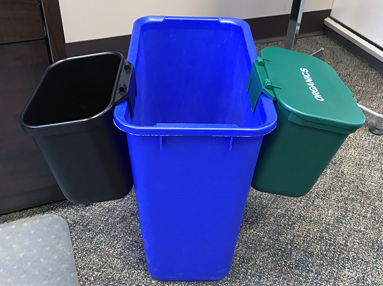 waste reduction bins at City Hall