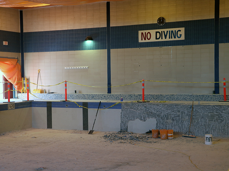 The two pools are undergoing concrete rehabilitation and will have new tile installed.