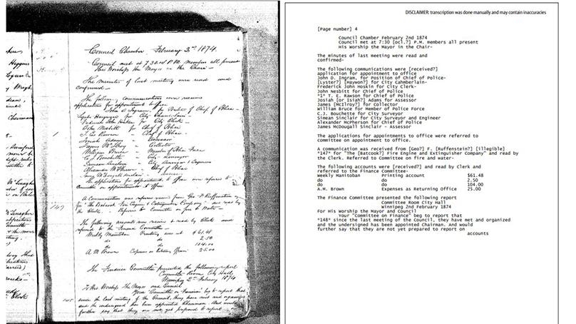 The digital files from the first Minute Book feature the initial handwritten Meeting Minutes.