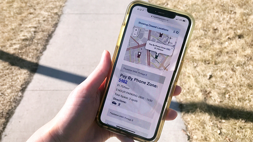 App using City of Winnipeg open data to show residents where the nearest parking pay station