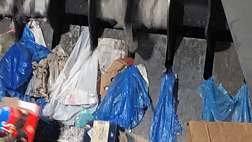 Plastic bags can get caught in the recycling sorting equipment and should not be put in recycling. 