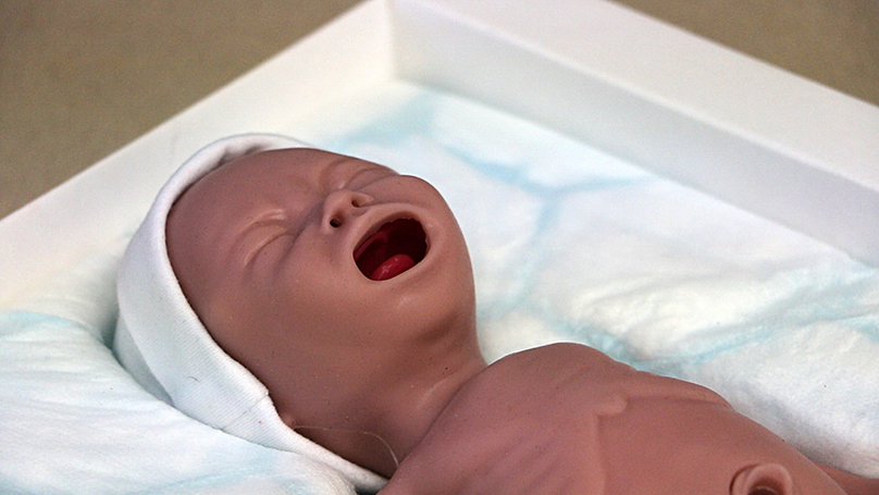 This baby mannequin is part of the SIM training program.