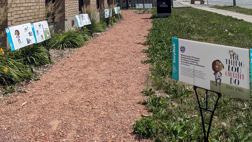 The StoryWalk® at Fort Garry Library.