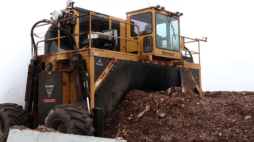 The yard waste piles being turned into compost at the Brady Road Resource Management Facility.