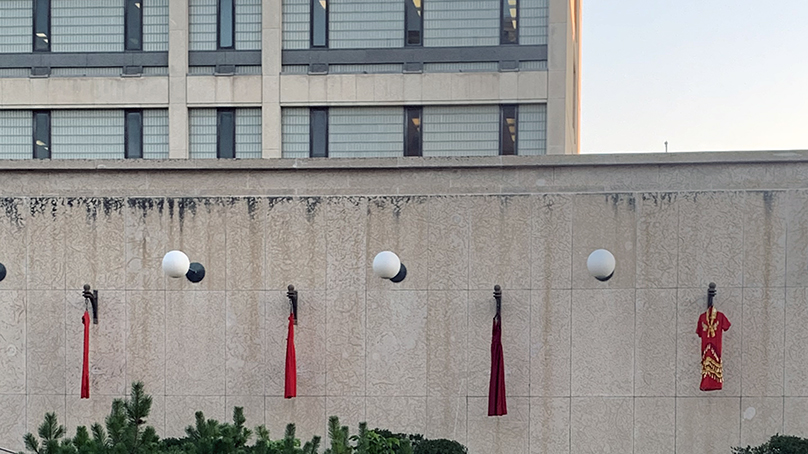 73 red dresses were hung at City Hall