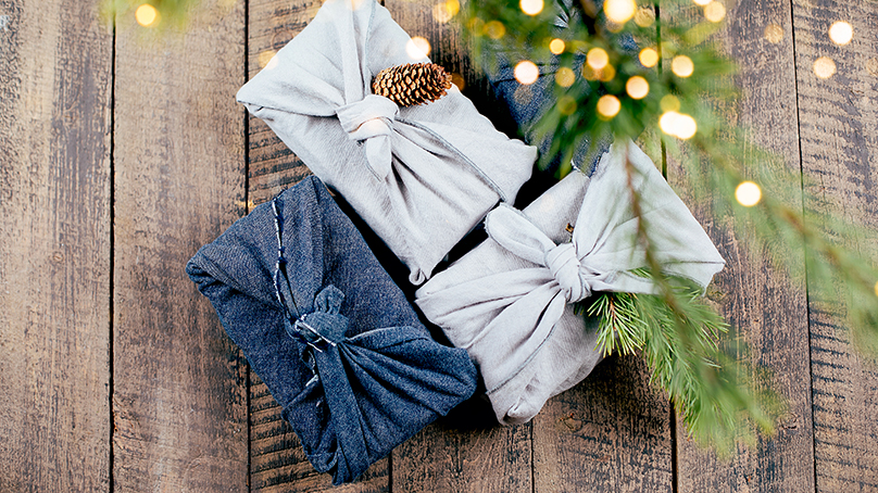 Consider wrapping a gift in material, or another sustainable option.