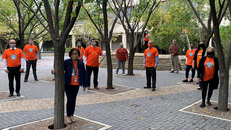 Employees from the City Clerk’s Department during Orange Shirt Day in 2020.