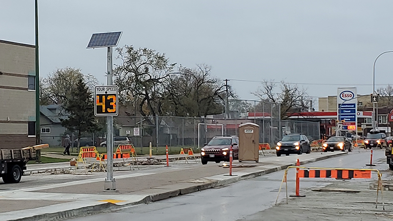 The roadside speed display on northbound Salter Street at Stella Avenue.