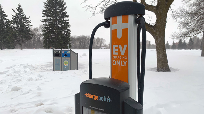We've installed eight  electric vehicle charging stations to use around Winnipeg that are free for use.