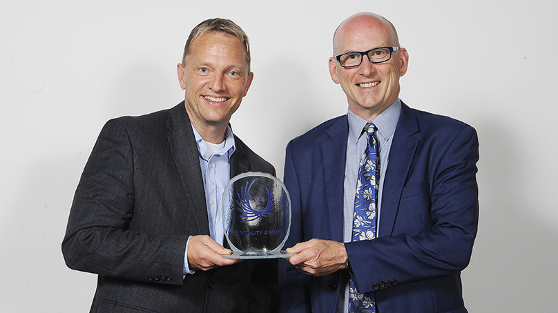 Kent Blackmon receives the Vitality Award on behalf of our Safety Services Team during the Chartered Professionals in Human Resources (CPHR) Manitoba’s HR Excellence Awards.