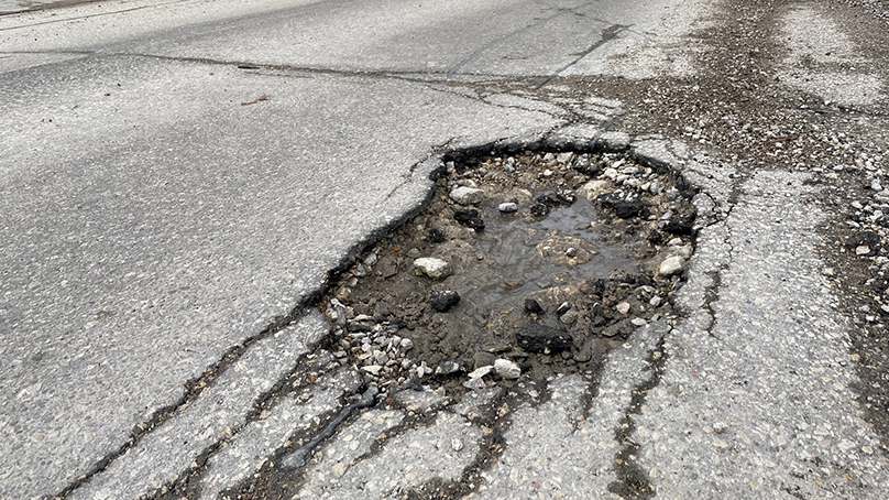 A pothole before being filled this spring.