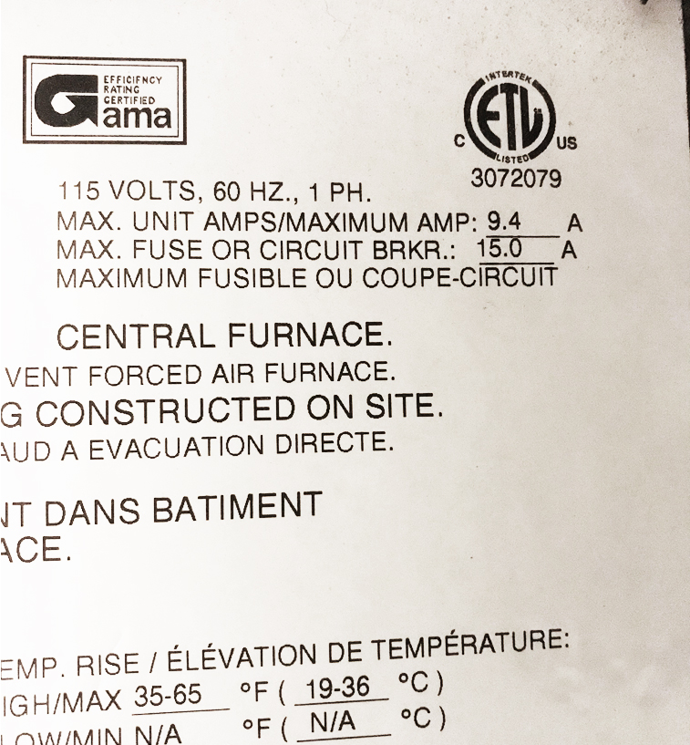 Furnace - Examples of Acceptable Photographs