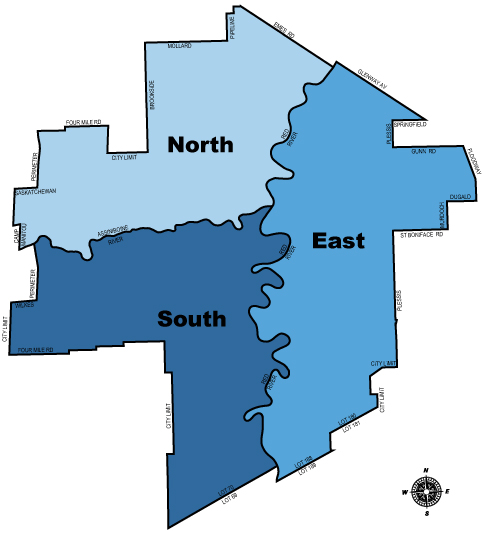 Map or Winnipeg - North, East, South