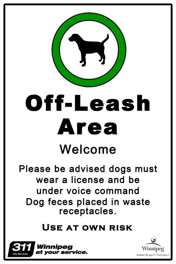 Off-leash area sign