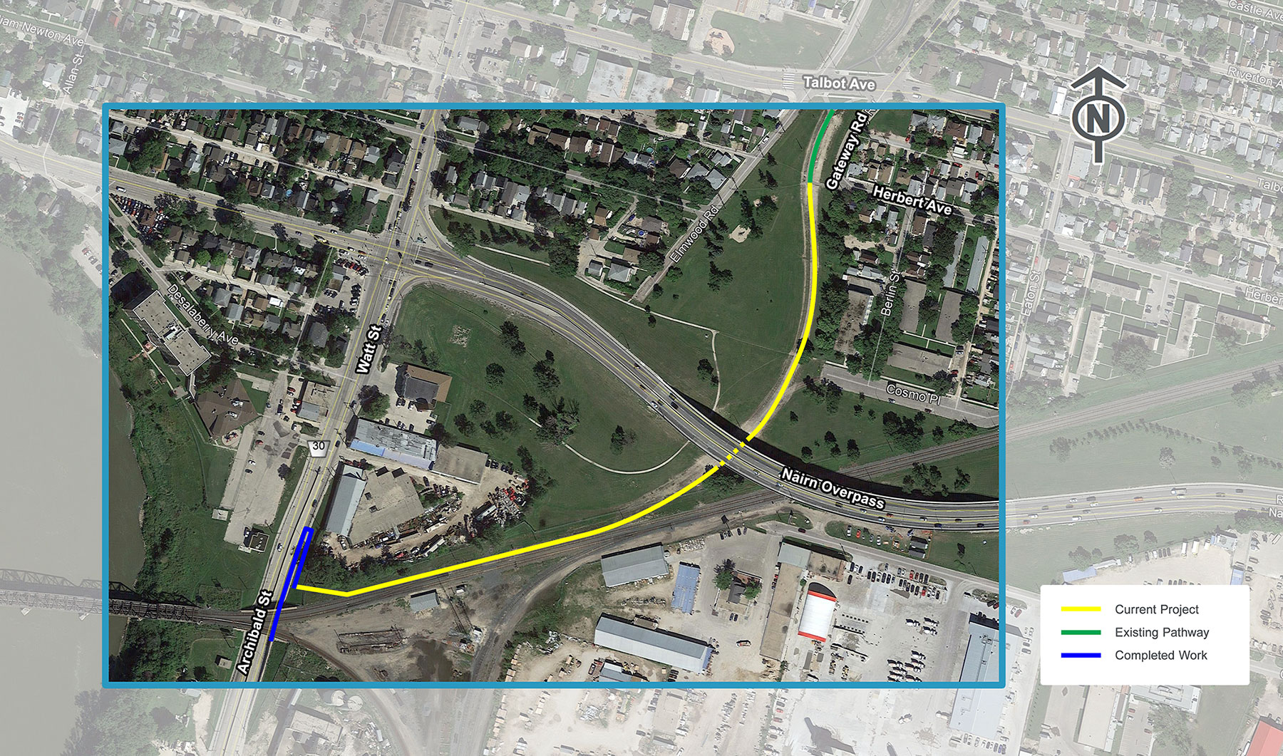 North East Pioneers Greenway Connection to Archibald Street map