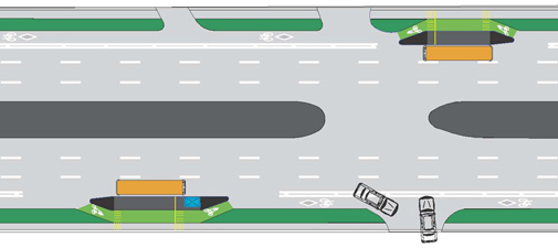 buffered bike lane with loading platform