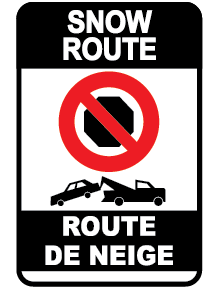 Winter route sign tow bilingual