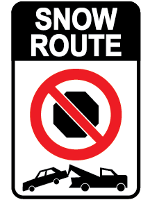 Snow route sign tow