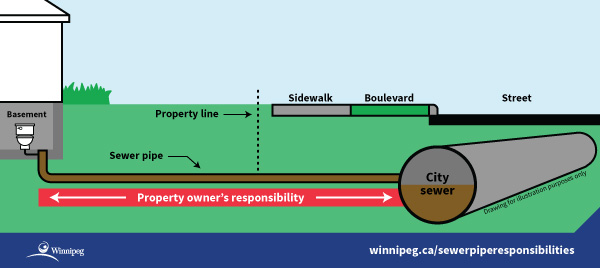 Illustration showing sewer pipe that property owners are responsible for