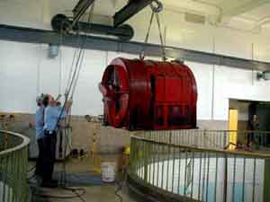 Motor hoisted to top of dry well