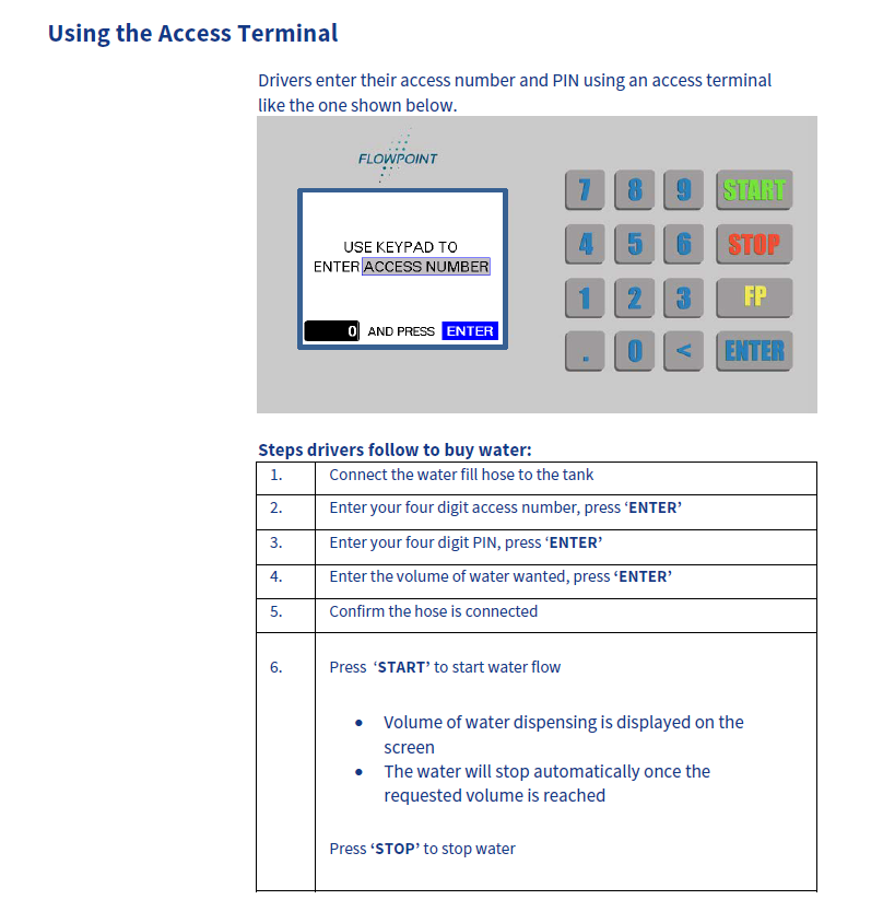 using the access terminal